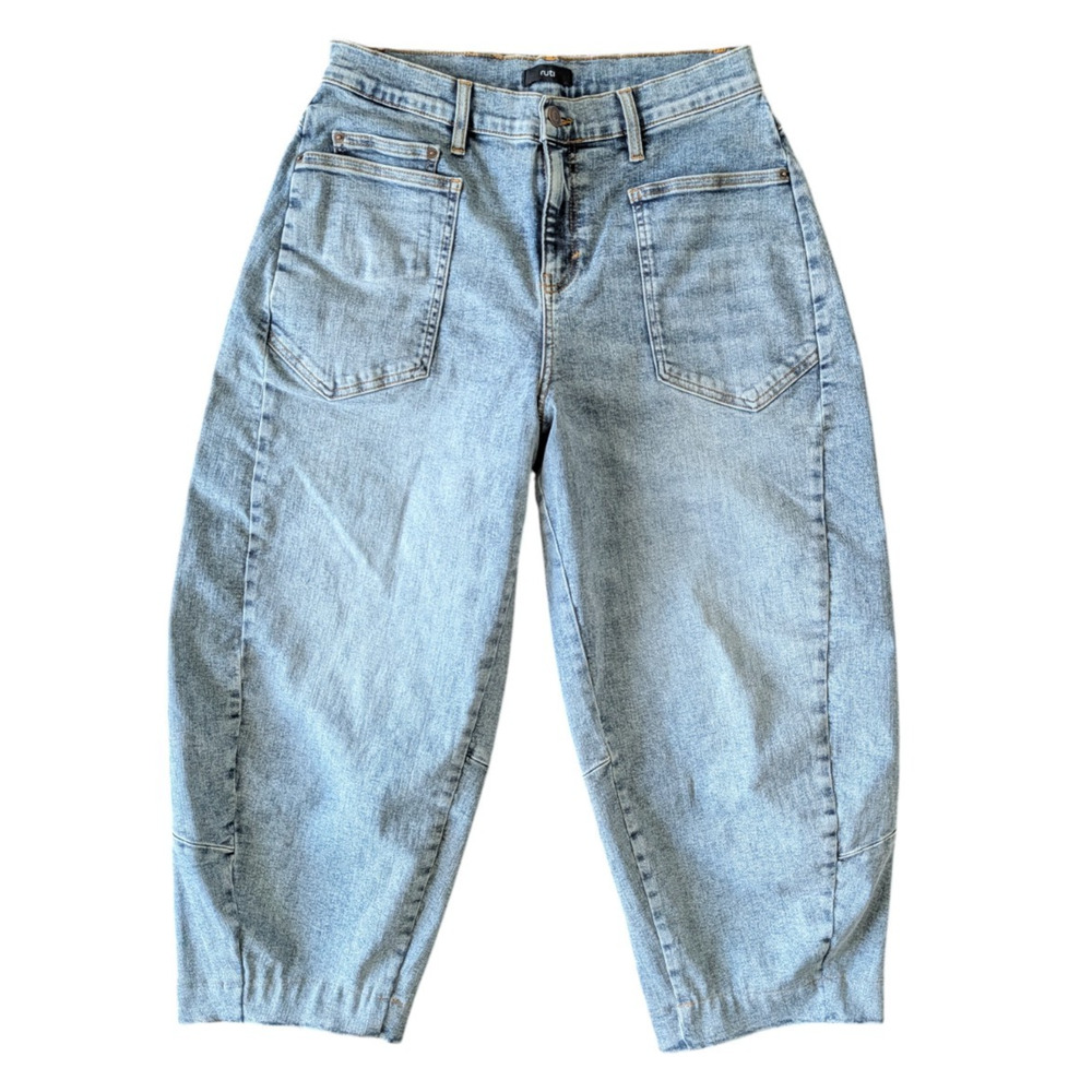 Ruti The Petite Slouchy Jeans Barrel Leg Size 12P Denim Vintage Wave Blue Pocket